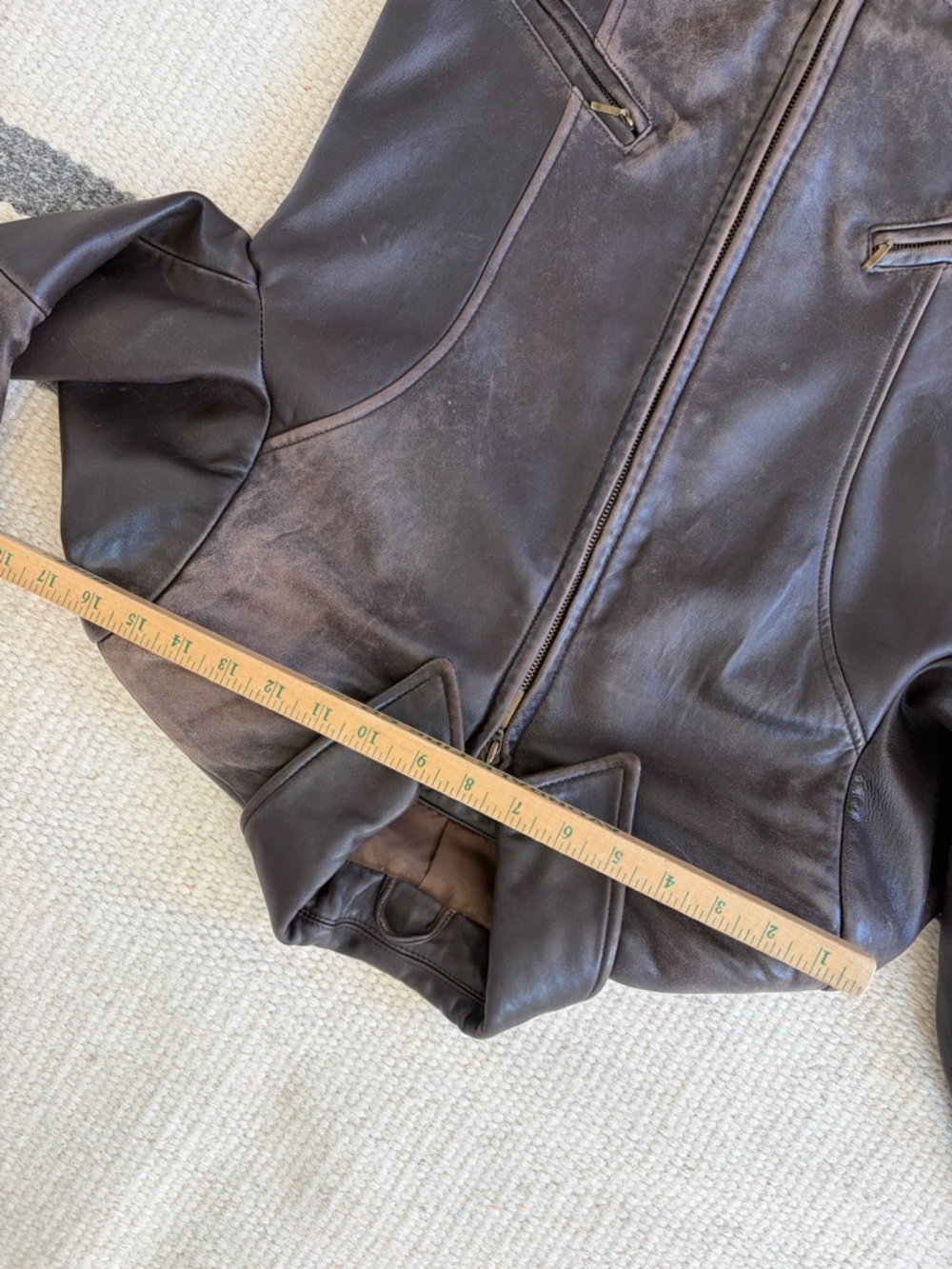 VTG Lord & Taylor Classic Brown Leather Bomber Jacket Zip Front Women’s 4 - Picture 5 of 13
